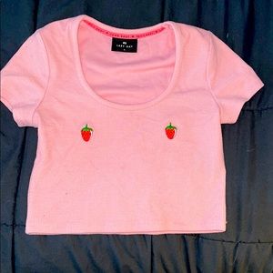 LAZYOAF Strawberry crop top